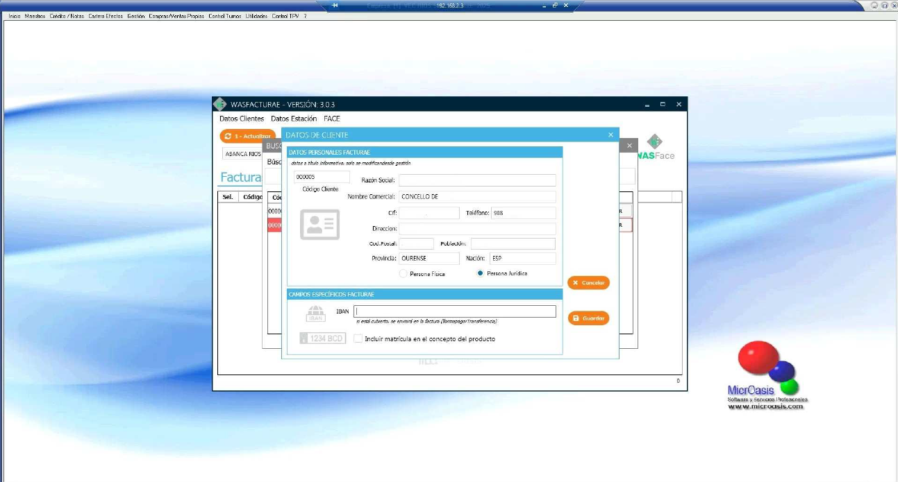 Módulo WasFace - Factura E