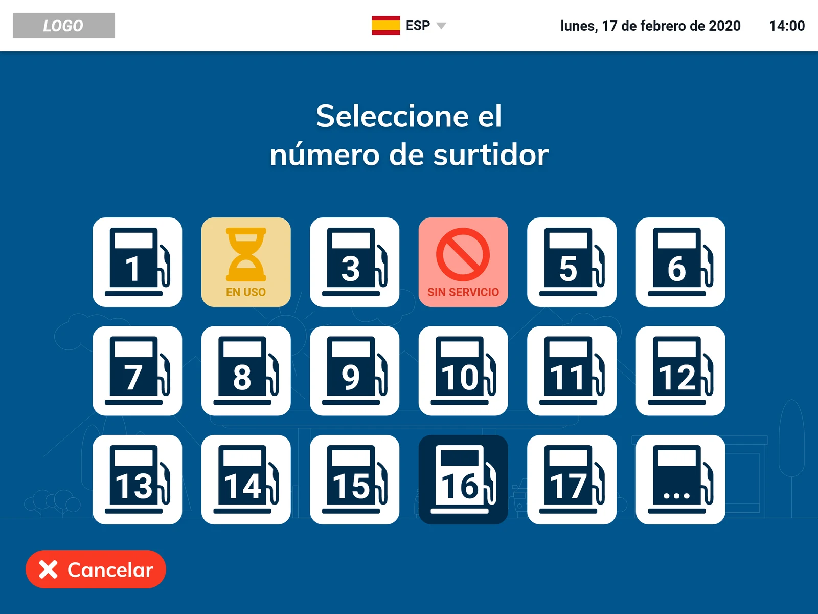 2. Selección de Surtidor en Pista